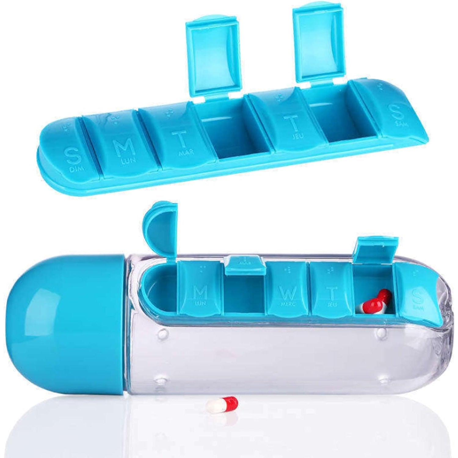 Multi-Use Pill & Water Bottle for Travel (600 Ml, Mix Color) Multi-Use Pill & Water Bottle for Travel (600 Ml, Mix Color)